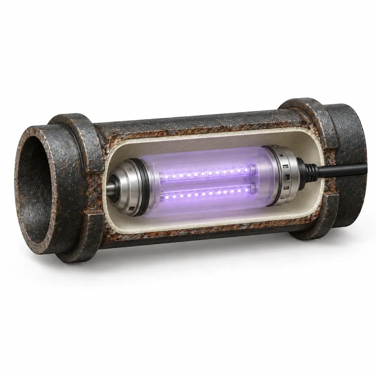 UV light curing a localized pipe repair.
