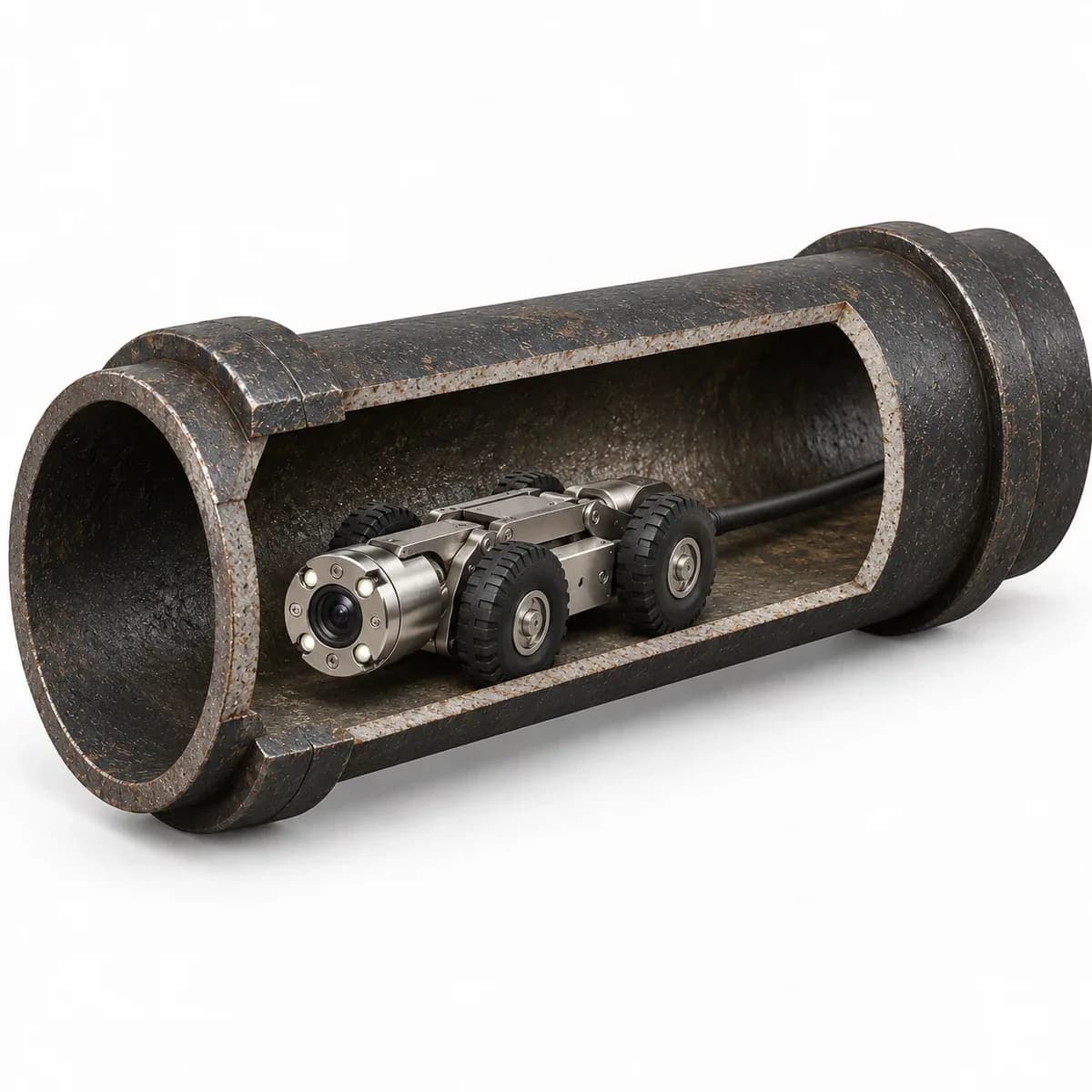Push camera inspection in a sewer line.